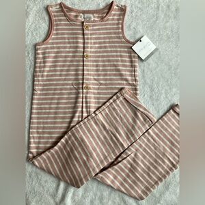 Little planet organics sleeveless romper stripes pink off white 5T NWT